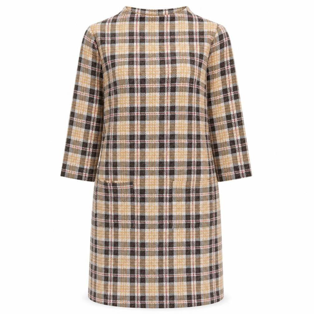 Tu Women’s Multicoloured Check Shift Dress Size 8 Long Sleeve