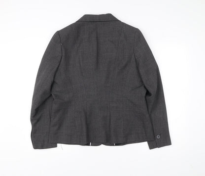 Close-up detail of Papaya women’s grey, size UK 18, two-button suit jacket