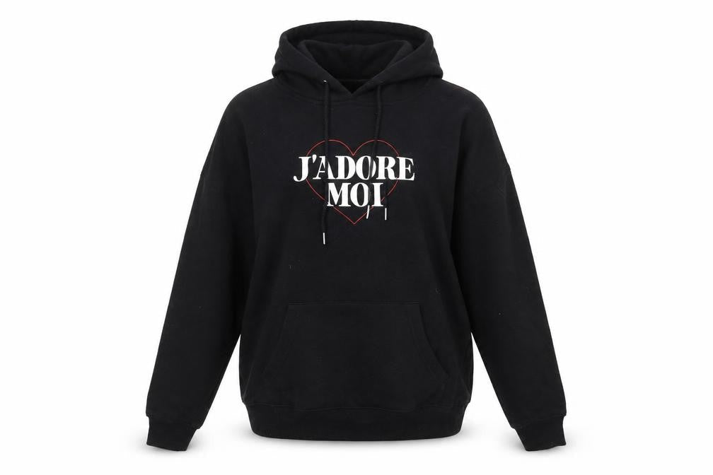 New Look Women’s Black Pullover Hoodie Medium J'adore Moi Print