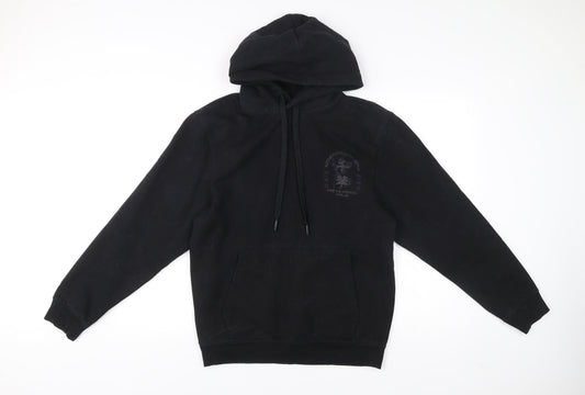 River Island Men’s Black Pullover Hoodie S Graphic Print Japanese Style