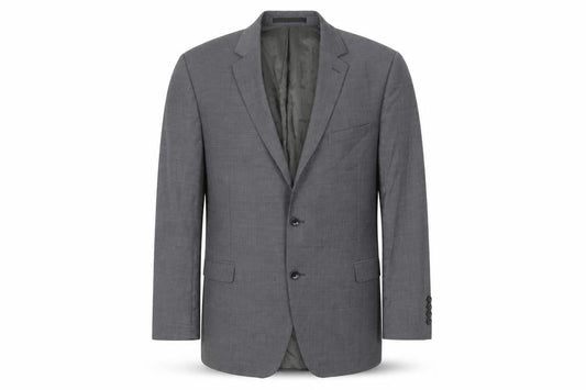 Blazer Men Grey 44 Short Wool Blend Two-Button Jacket
