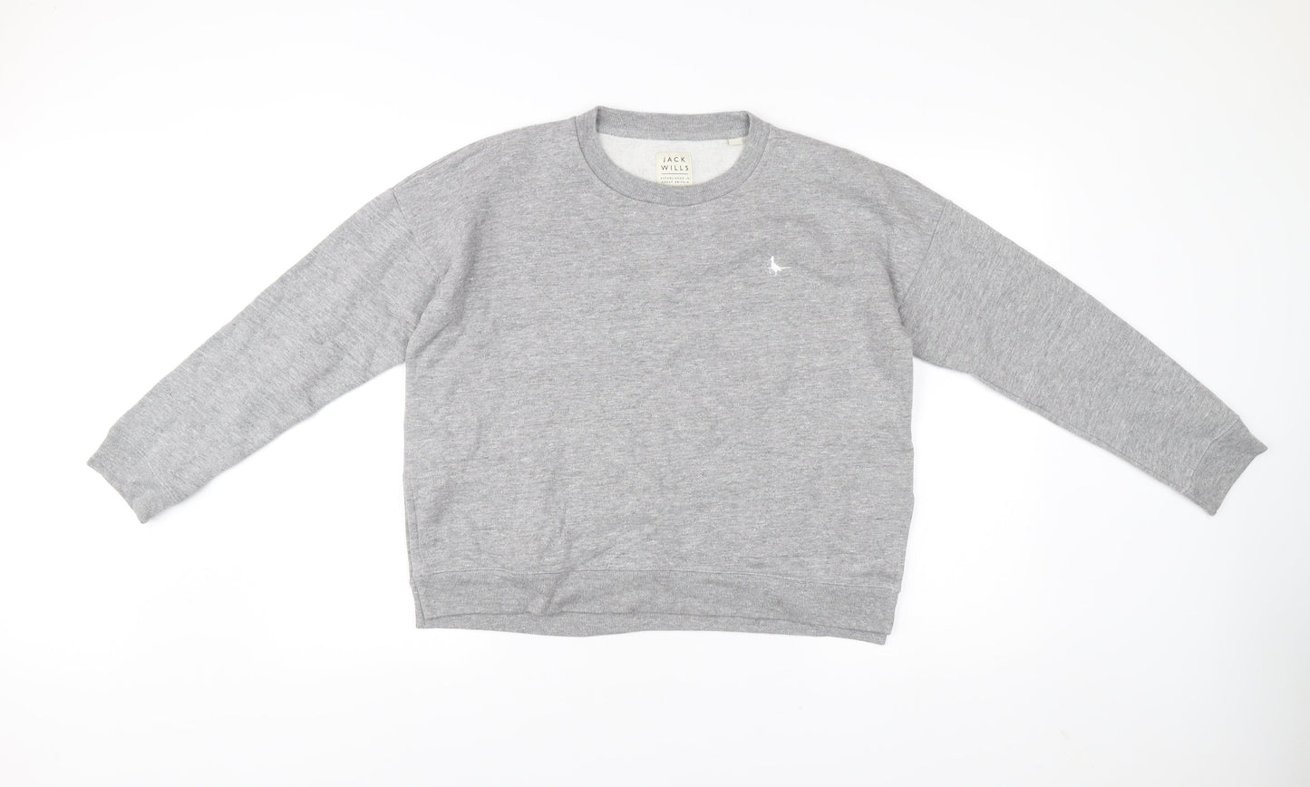 Jack Wills Womens Grey Crew Neck Sweatshirt UK 12 Cotton Blend