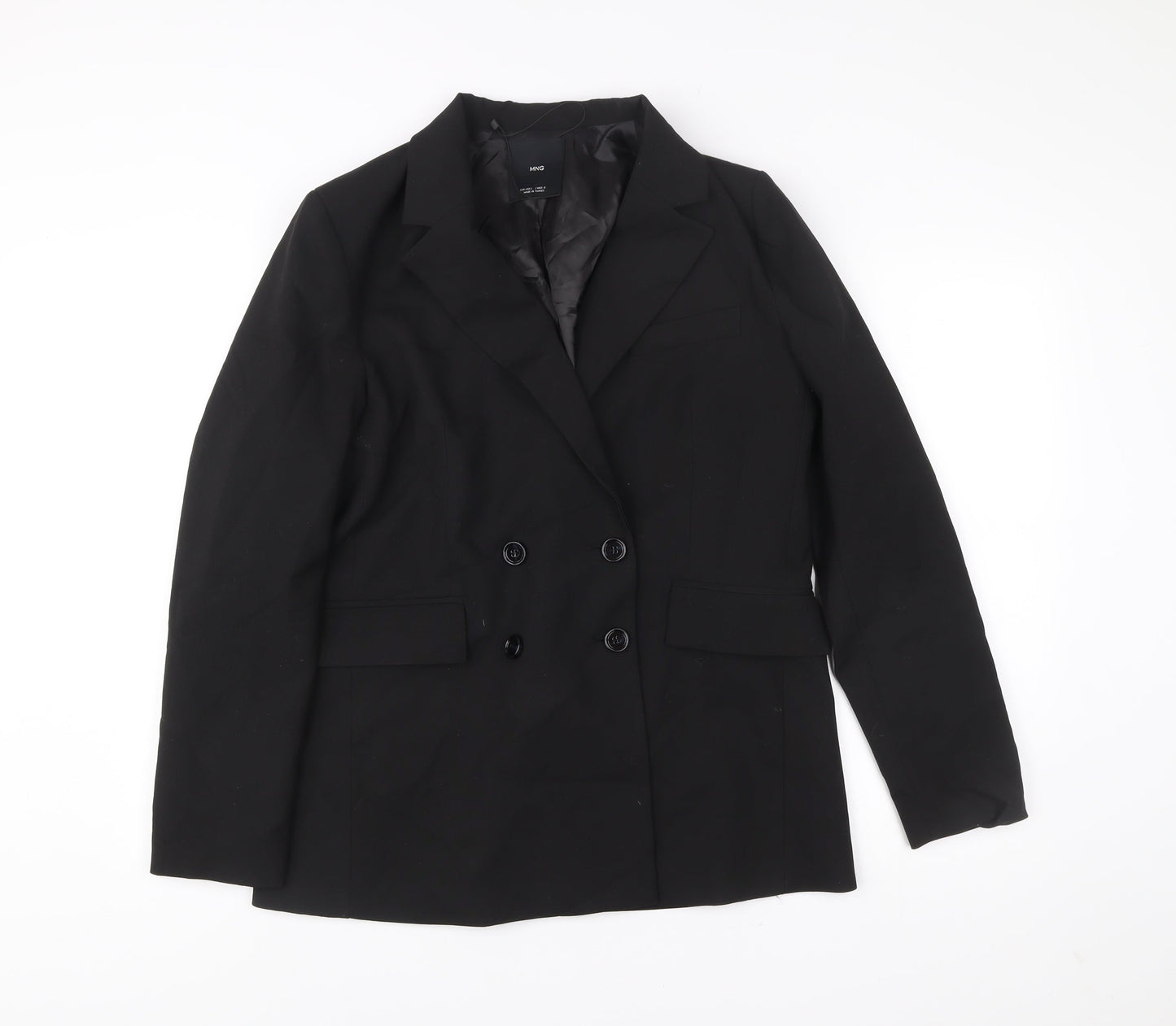 MNG Women Black L Double-Breasted Tailored Blazer Jacket