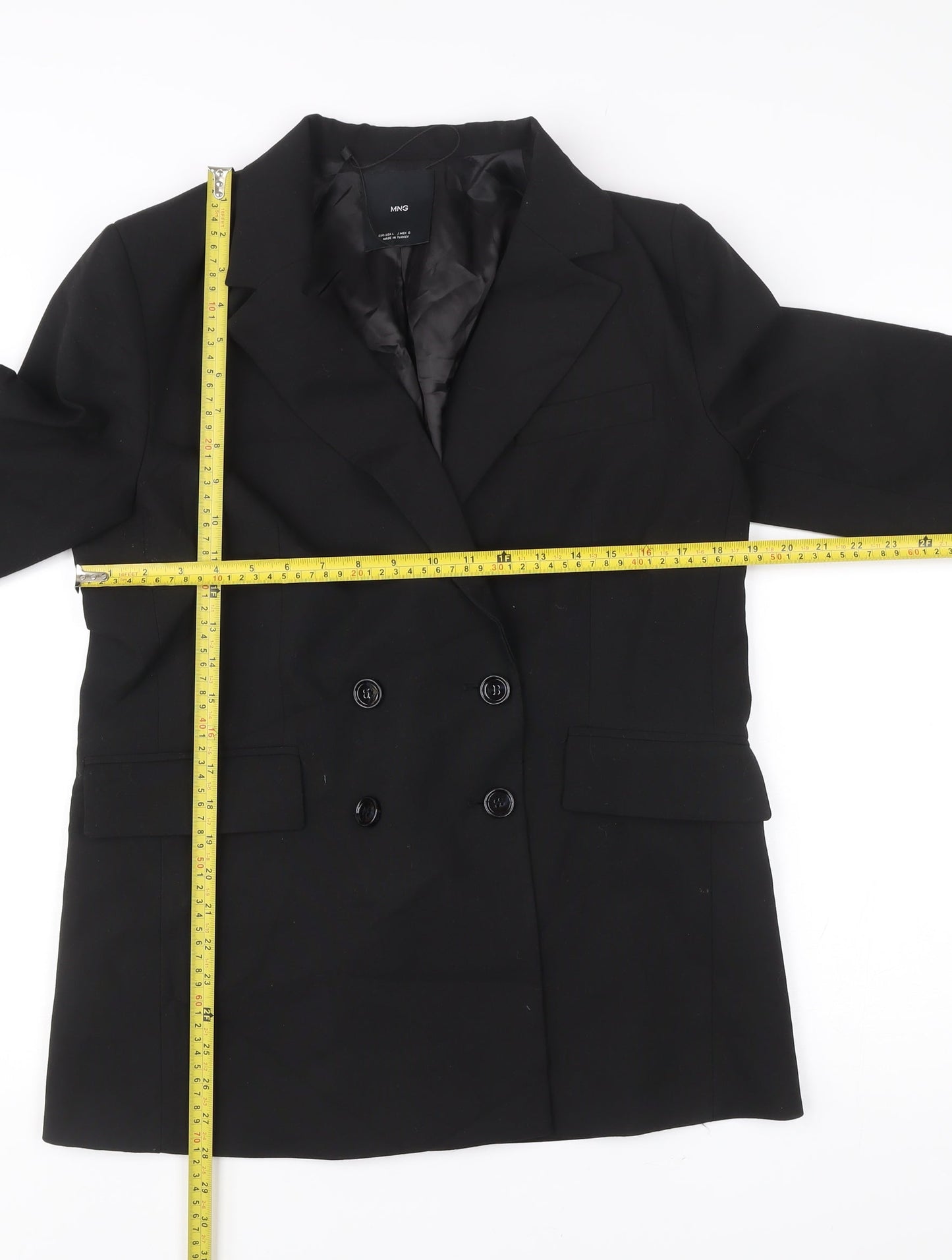 MNG Women Black L Double-Breasted Tailored Blazer Jacket