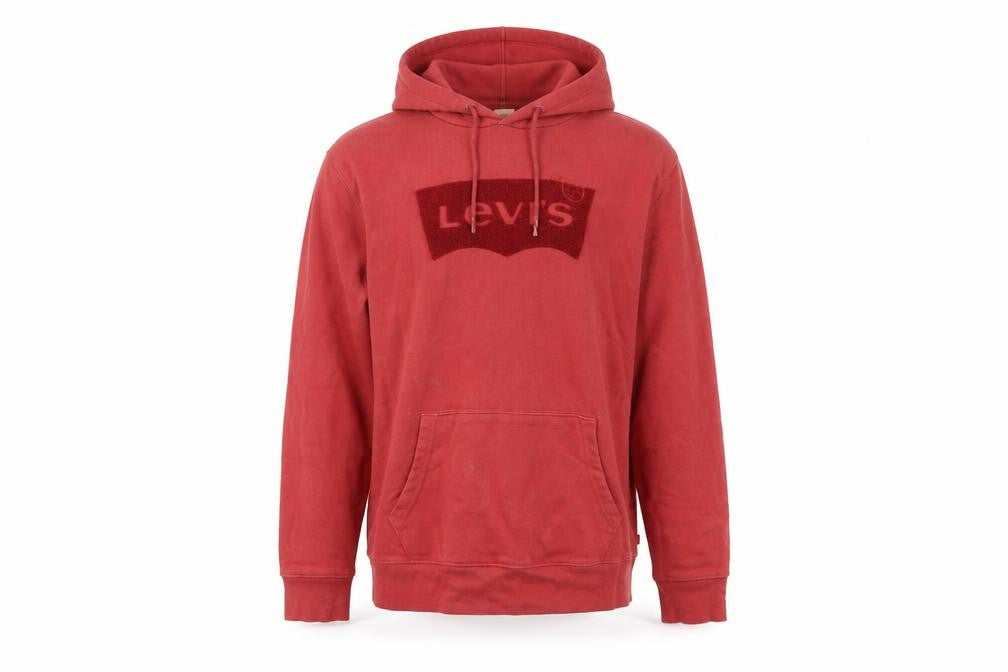 Levi's Men Red Pullover Hoodie M Logo Graphic Long Sleeve