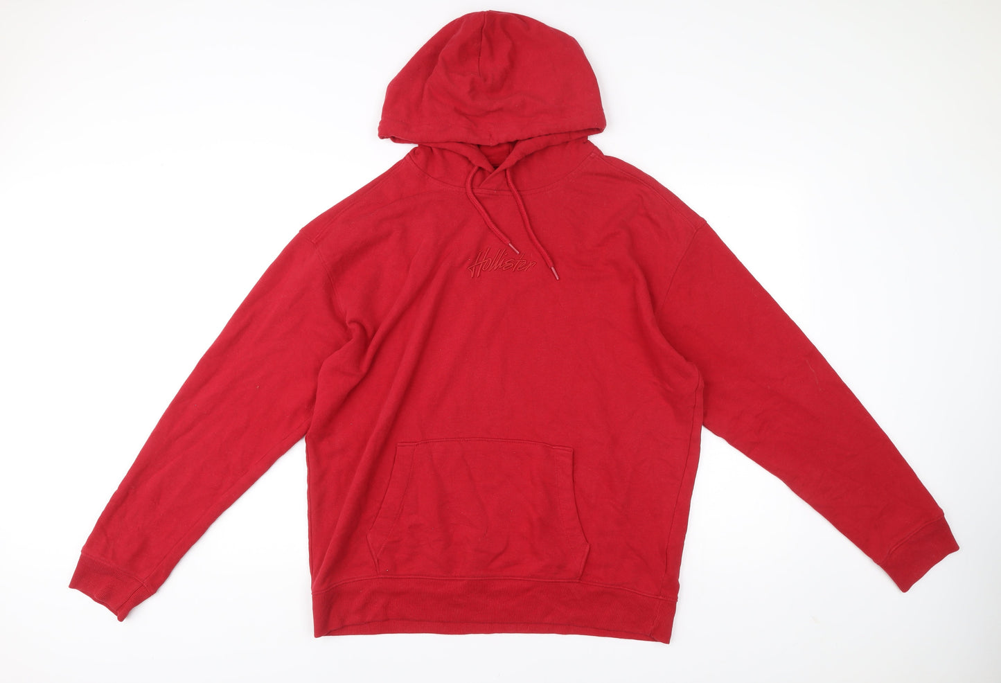 Hollister Men’s Red Pullover Hoodie XL Logo Fleece Casual