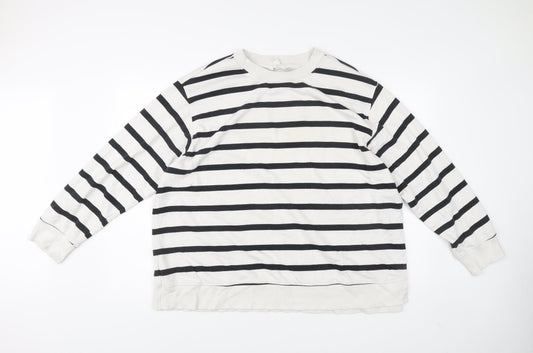 H&M MAMA Women’s Black White Striped Sweatshirt XL Cotton Blend