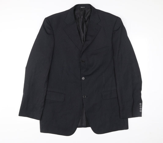 A2Bay Limited Edition Men’s Black Pinstripe Wool Blazer Jacket Size 42