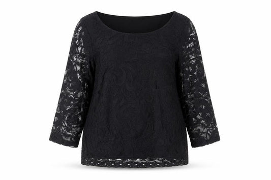 Next Petites Women’s Black Lace Tunic Blouse Size 16 Petite
