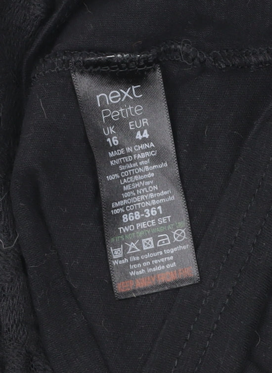 Next Petites Women’s Black Lace Tunic Blouse Size 16 Petite