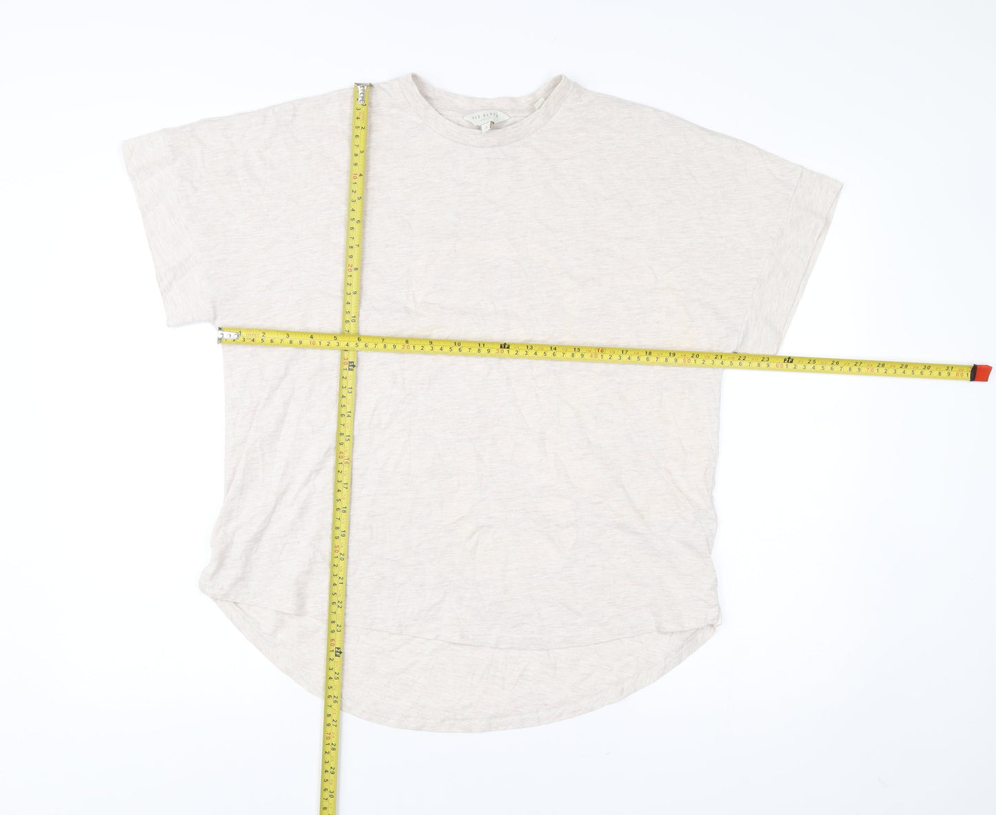 Ted Baker Women’s Beige Cotton Blend Crew Neck T-Shirt Size 12