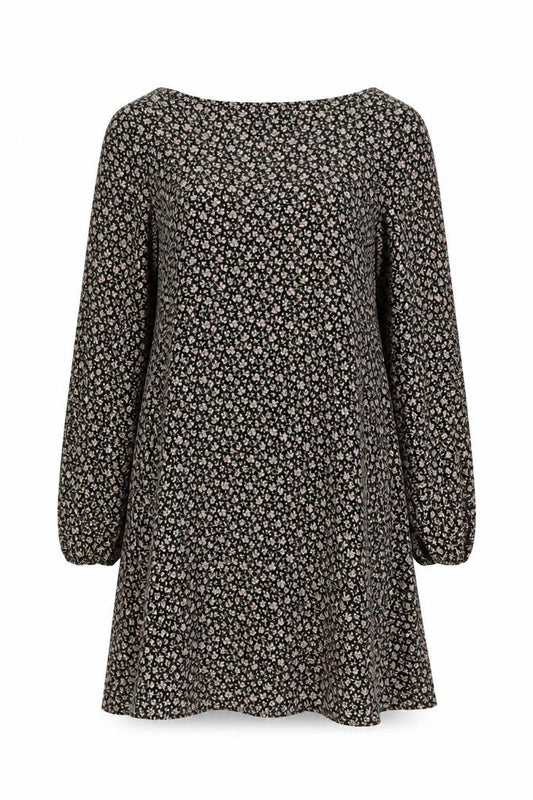 Next Womens Black Floral A-Line Knee Length Dress Size 10
