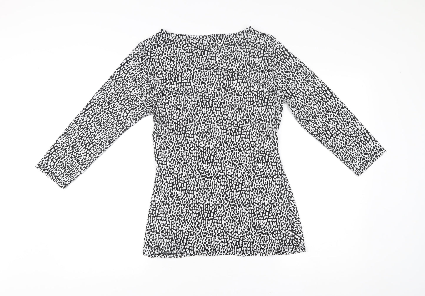 Tahari Womens Black White Animal Print Tunic Blouse Size M