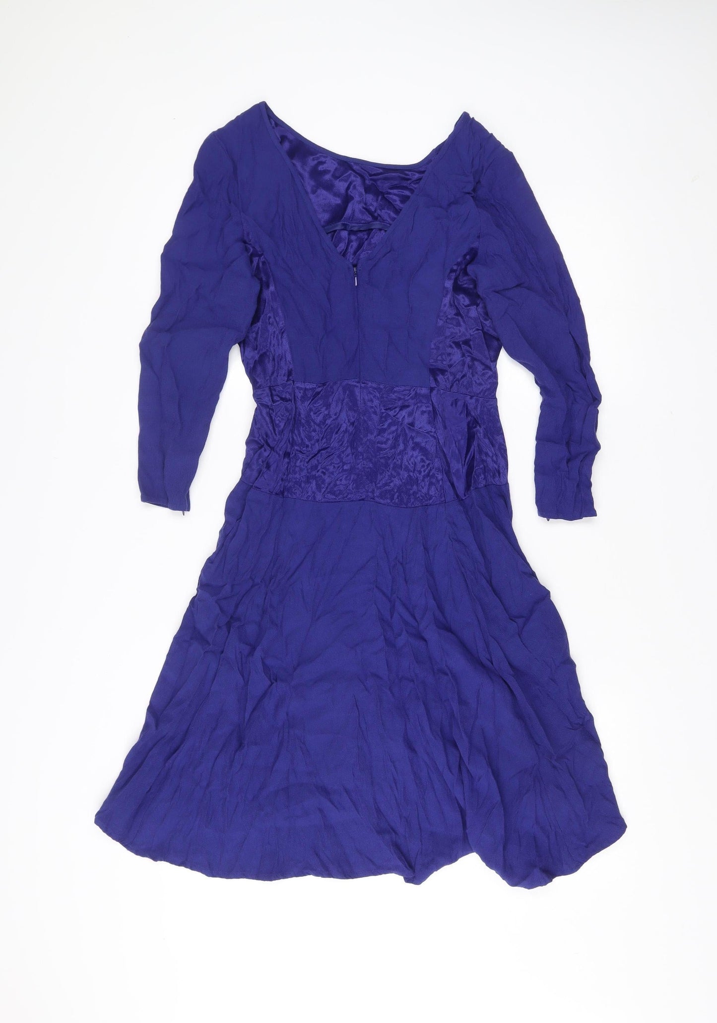 Marks and Spencer Women’s Blue Fit & Flare Dress Size 8 Long Sleeve