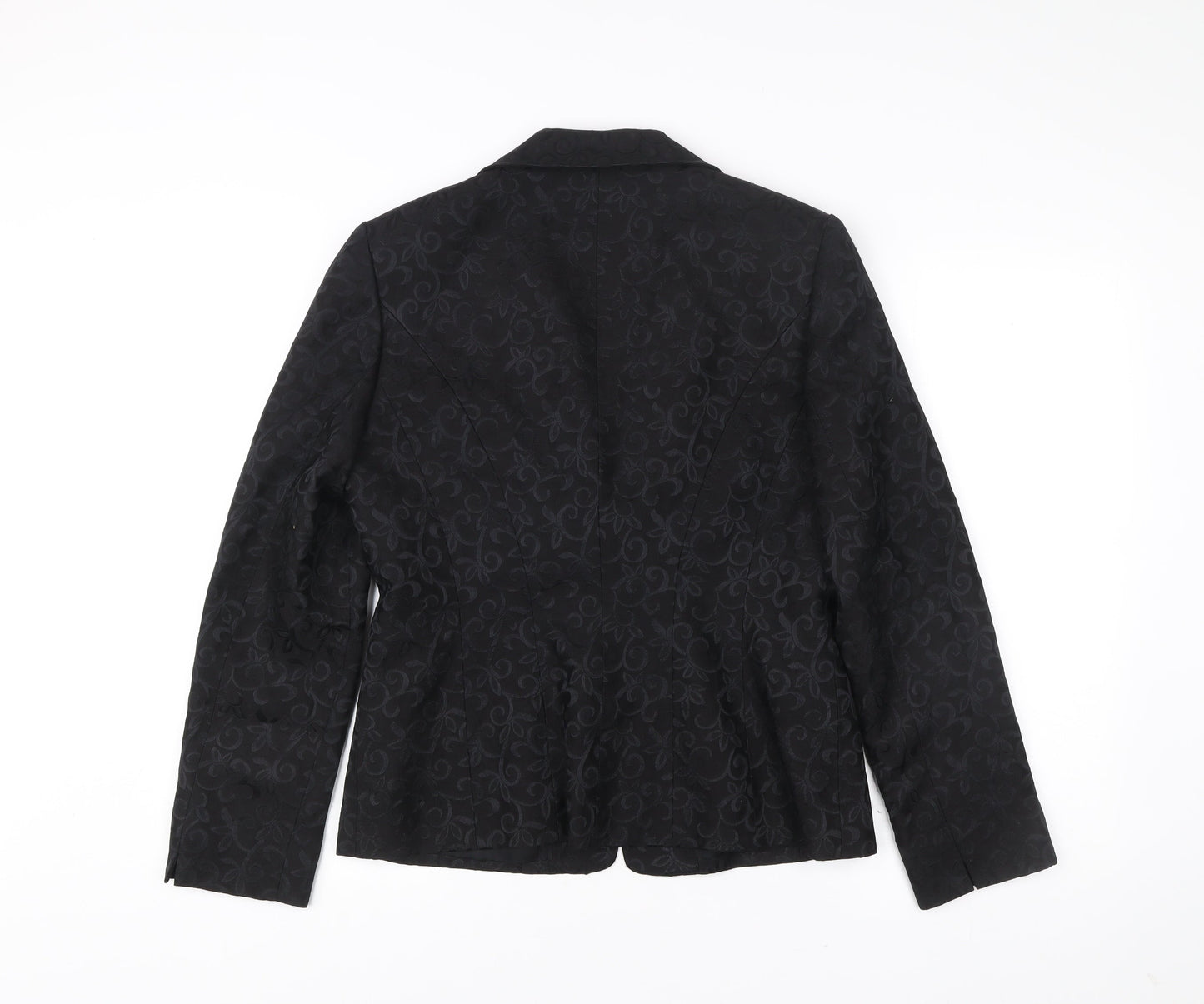 Laura Ashley Womens Black Wool Silk Jacquard Blazer UK 12