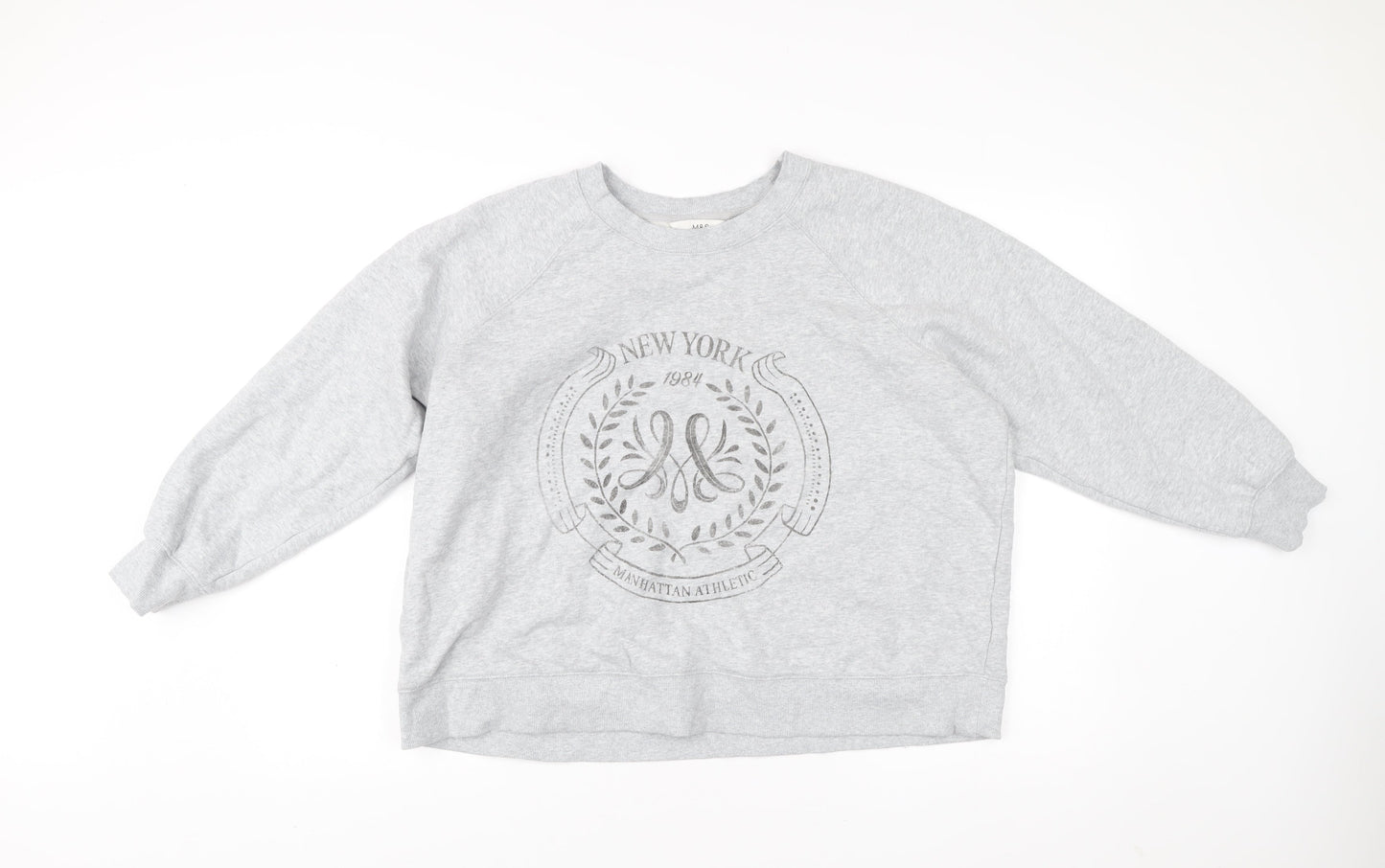 Marks and Spencer Womens Grey L Sweatshirt Pullover Crew Neck Logo