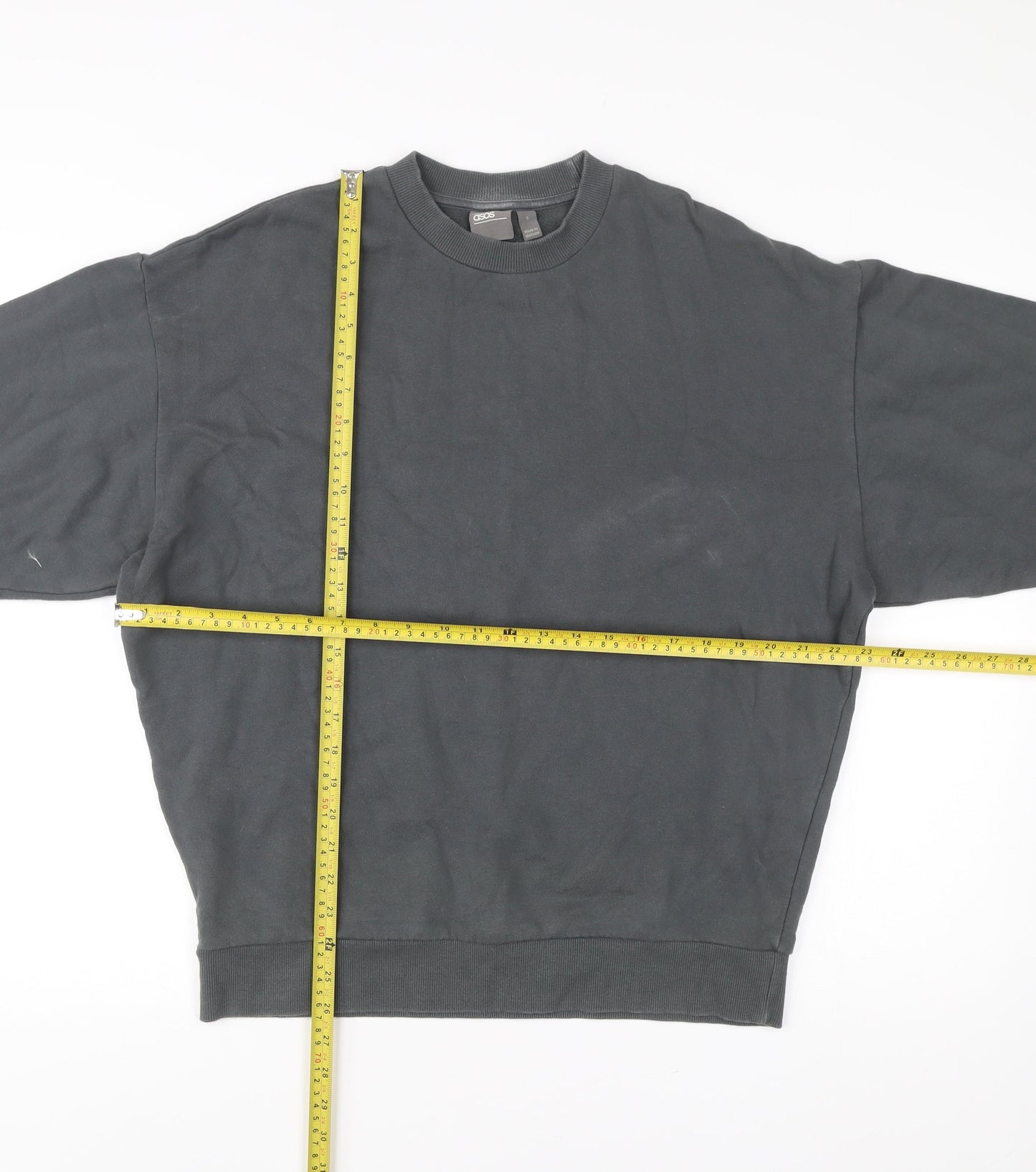 ASOS Men’s Grey Pullover Sweatshirt Size S Crew Neck Fleece Cotton