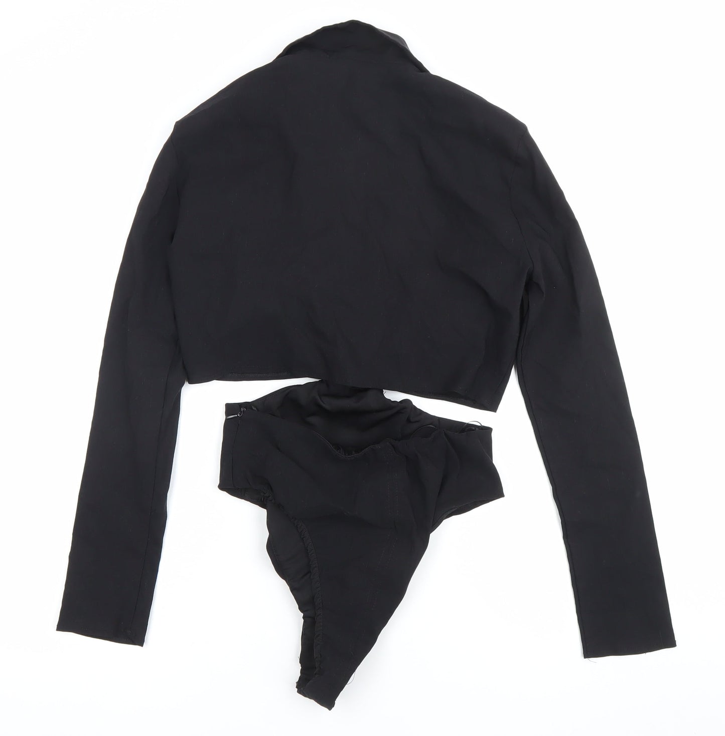 Zara Women Black Long Sleeve Collared Bodysuit Size 10