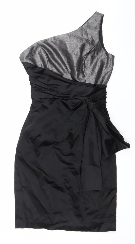 Maggy London Women’s Black Size 10 One Shoulder Sheath Cocktail Dress