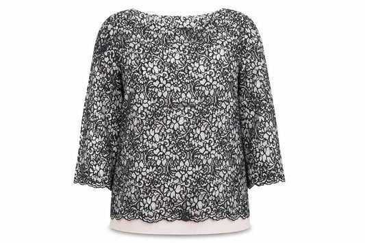 Marks and Spencer Womens Black Lace Floral Blouse UK 14 3/4 Sleeve