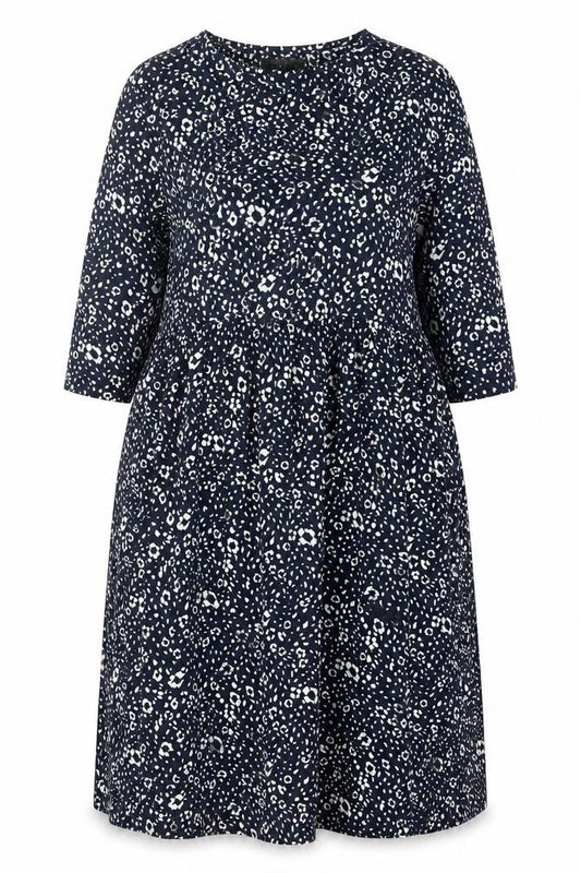 Nutmeg Women Blue Animal Print Sheath Dress Size 14 3/4 Sleeve
