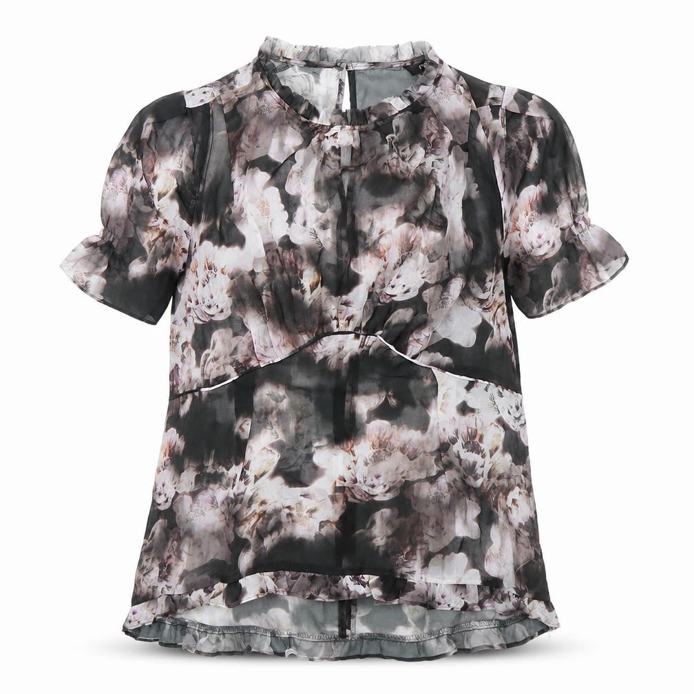Next Womens Floral Sheer Chiffon Blouse Size 8 Multicoloured Tunic