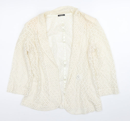 Roman Women Ivory Lace Kimono Blouse Size 12 3/4 Sleeve