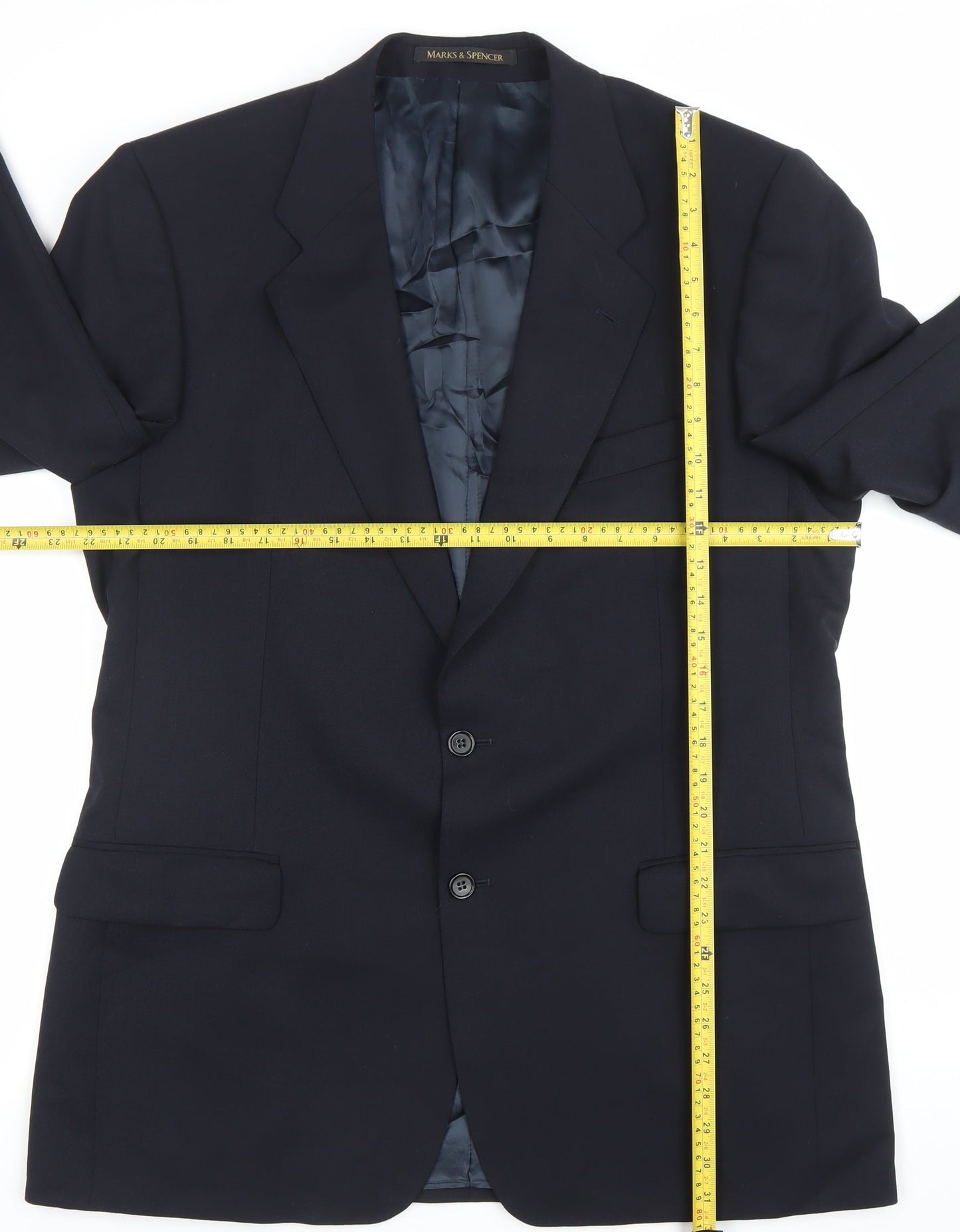 Marks and Spencer Men’s Navy Blue 42L Wool Blend Blazer Jacket