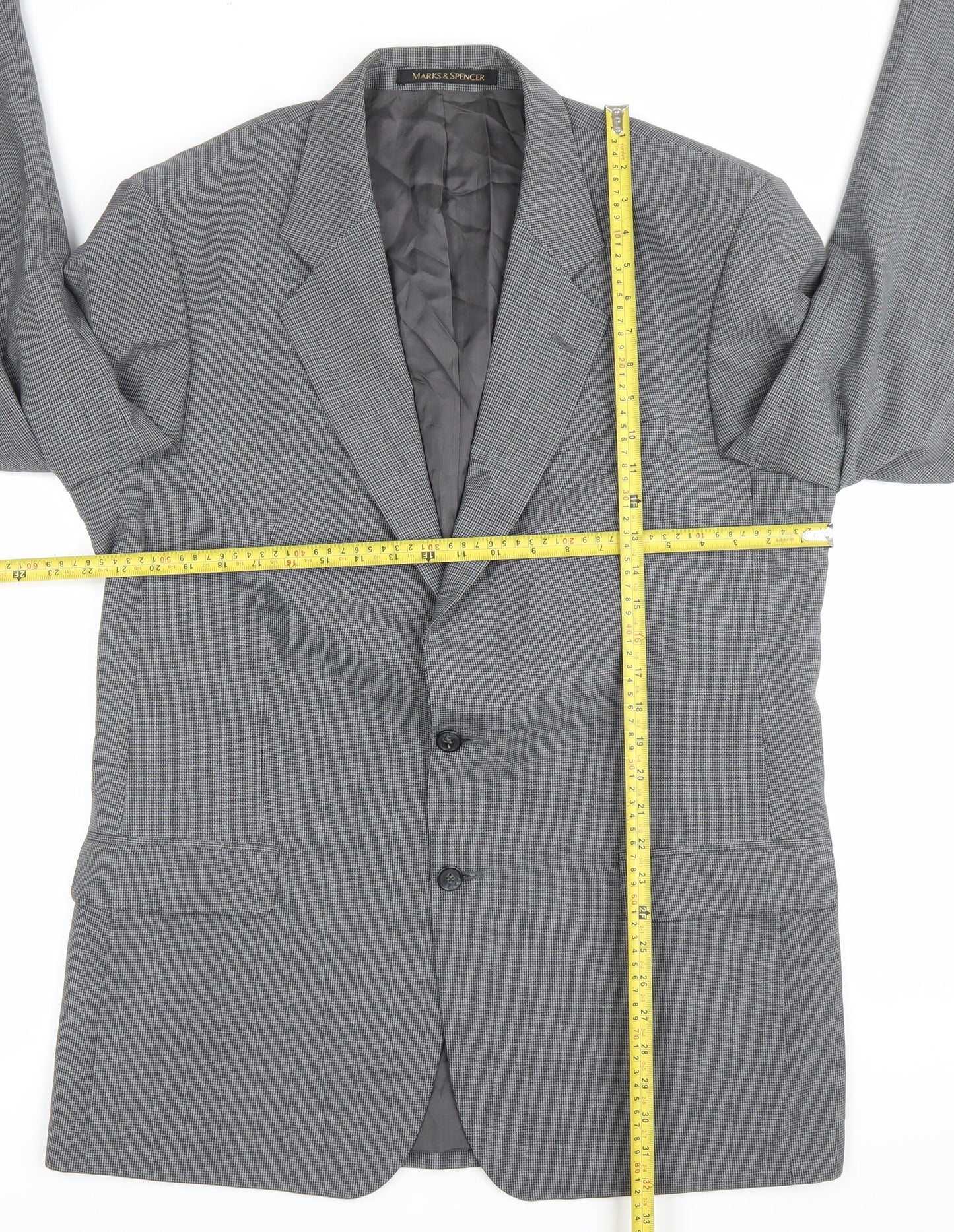 Marks and Spencer Men's Grey 42L Wool Blend Blazer Jacket Classic Fit