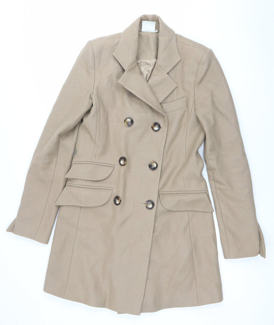 ASOS Women’s Beige Wool Blend Pea Coat UK 8 Mid-Length Classic
