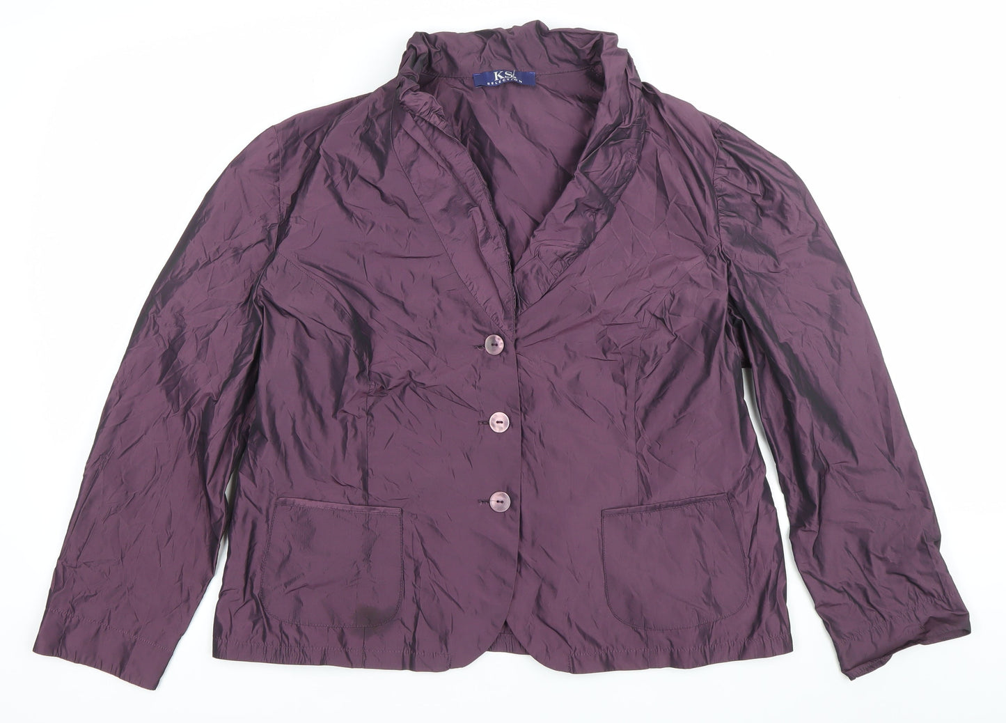 KSK Selection Womens Purple Blazer Jacket Size 12 Buttoned Pockets