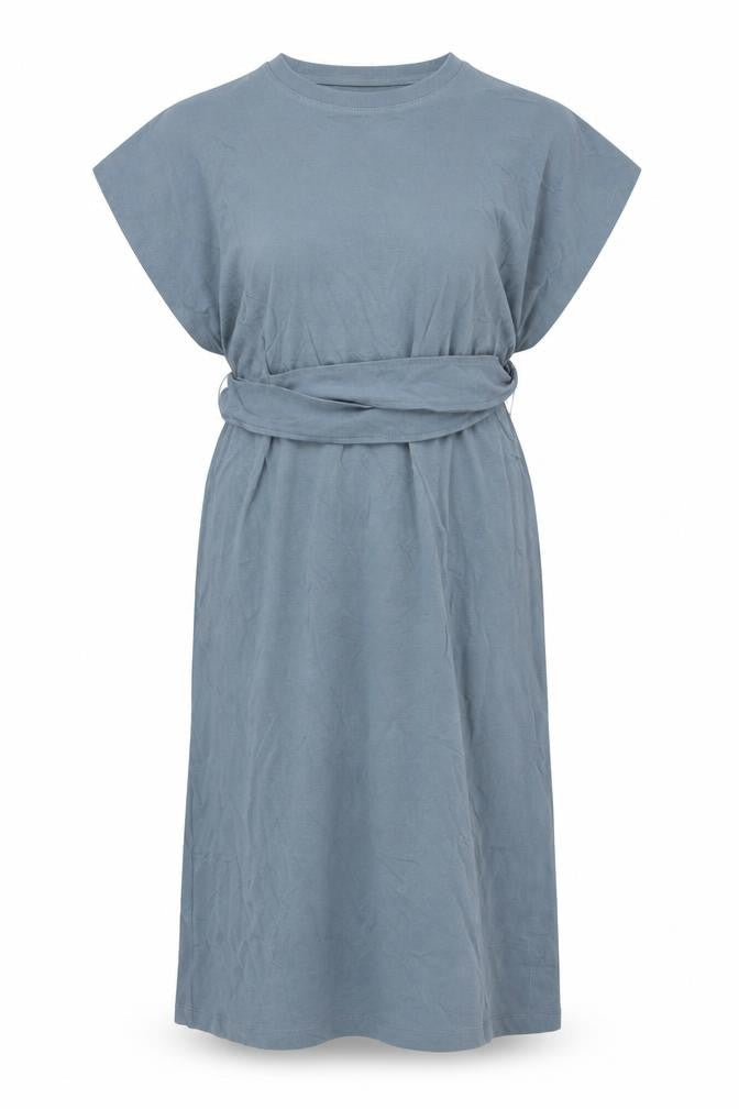 Zara Women Blue Cotton Sleeveless Midi Wrap Dress S