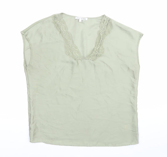 Next Women’s Petite Green Lace V-Neck Sleeveless Blouse Size 8
