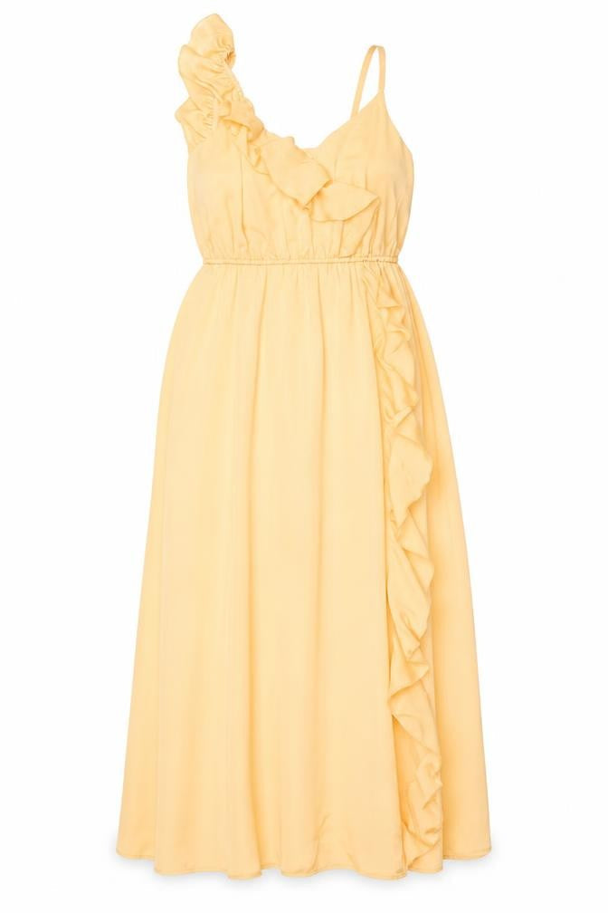 Jarlo Women’s Orange Maxi Dress Size 12 One Shoulder Ruffle