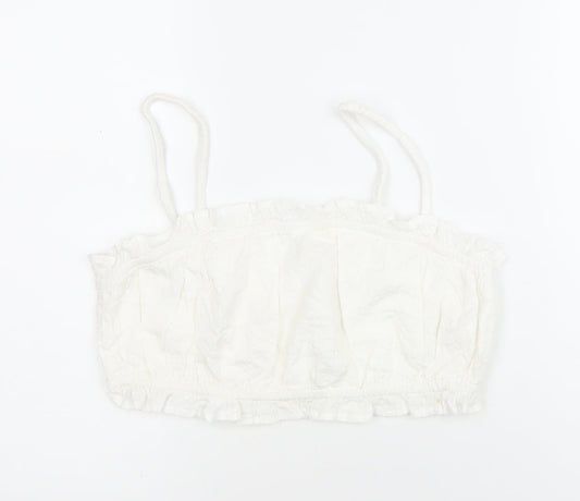 Dizzy Lizzy Women’s White Ruffle Camisole Tank Top Size M