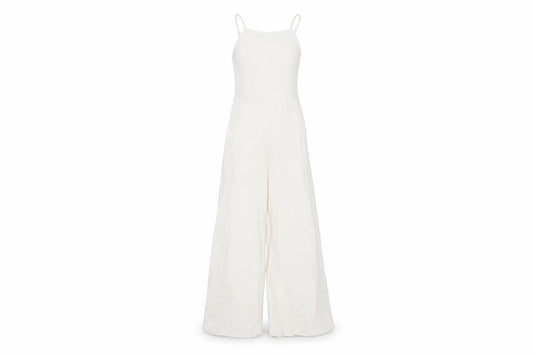 H&M Women Ivory Viscose Sleeveless Wide-Leg Jumpsuit Size 6