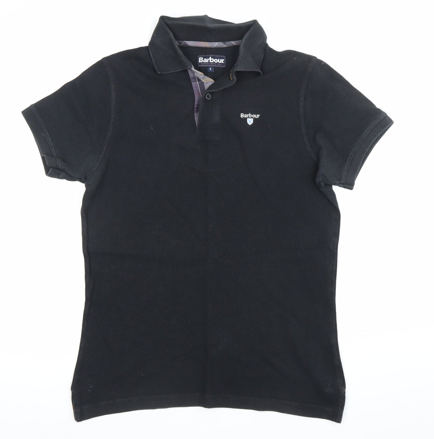 Barbour Men’s Black Cotton Short Sleeve Polo Shirt Size S