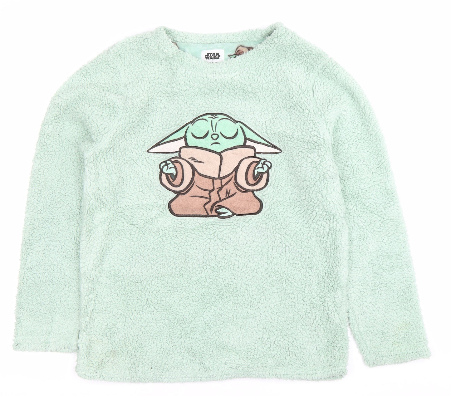Star Wars Women Green Fleece Baby Yoda Pyjama Top Size S