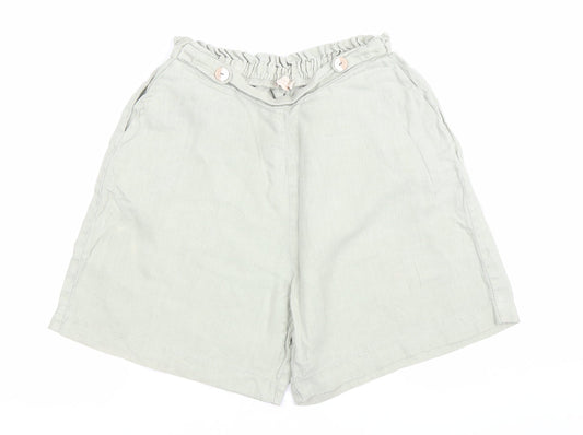 Mus & Bombon Women’s Grey Linen Paperbag Shorts S Relaxed Fit