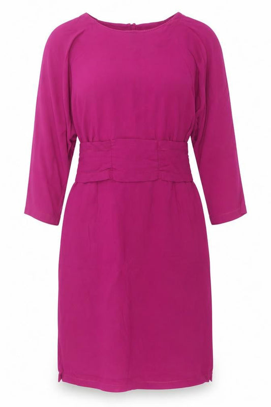 Finery Women Pink Viscose Wrap Dress Size 10 Belted Long Sleeve
