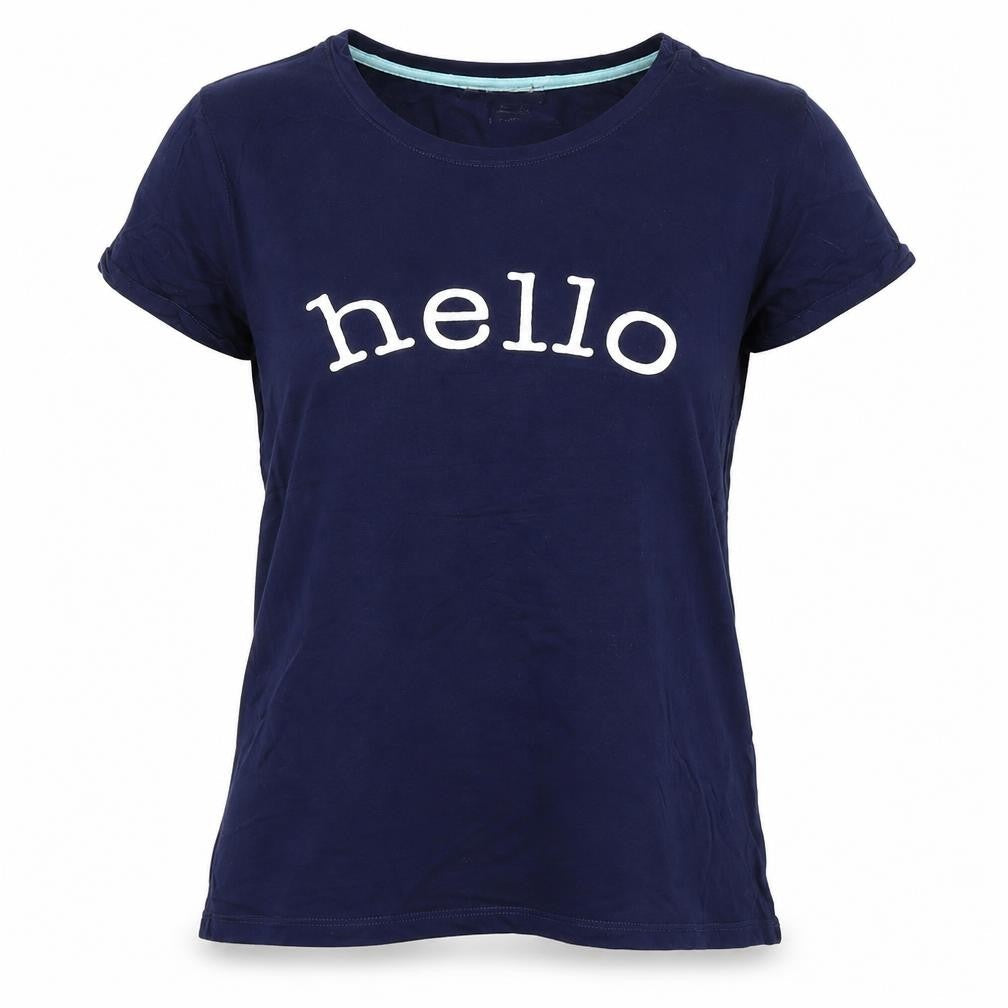 Oasis Womens Blue Hello Goodbye T-Shirt Size S Regular Fit Casual