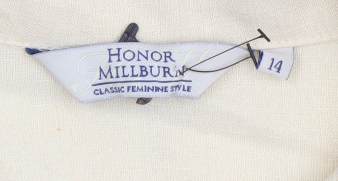 Honor Millburn Women’s Ivory Floral Embroidered Long Sleeve Blouse Size 14