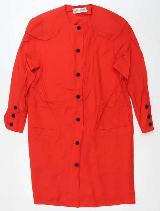 Janina Schreck Women’s Red Shirt Dress Size 12 Viscose Vintage