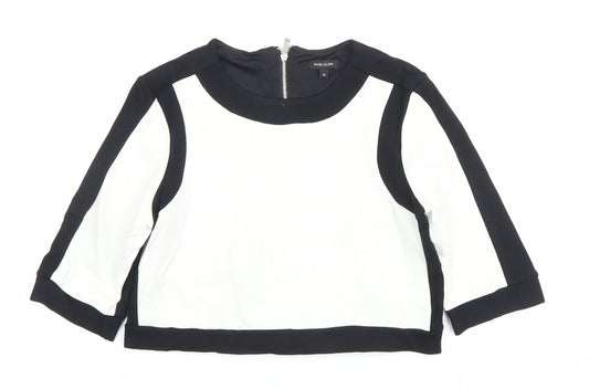 River Island Womens Black White Colourblock Cropped Blouse Size 10