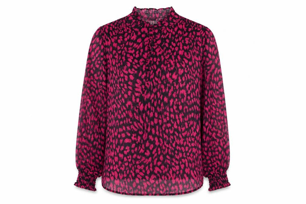 Warehouse Women’s Pink Animal Print Chiffon Tunic Blouse UK 8