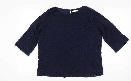 Marks and Spencer Womens Blue Size 16 3/4 Sleeve Lace Tunic Blouse