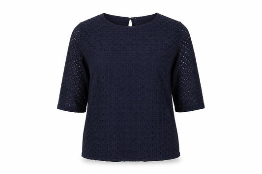 Marks and Spencer Womens Blue Size 16 3/4 Sleeve Lace Tunic Blouse
