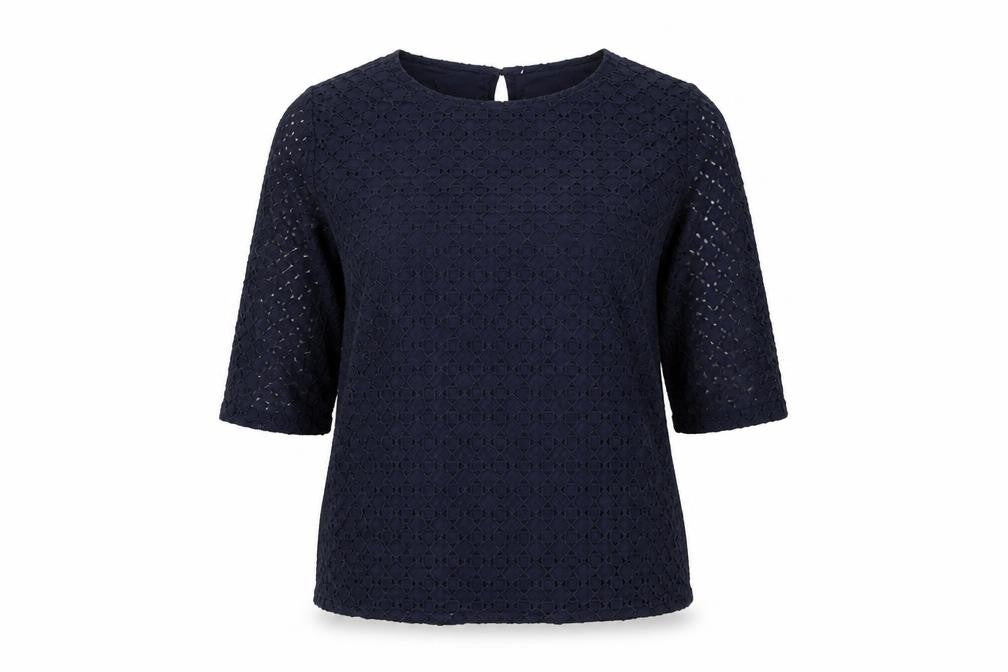 Marks & Spencer Womens Blue Size 16 3/4 Sleeve Lace Tunic Blouse