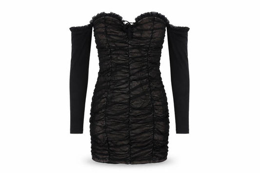 Drôle de Copine Women’s Black Ruched Off Shoulder Bodycon Dress Size S