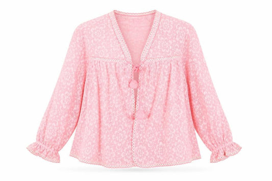 Hanro Women’s Pink Lace Floral Blouse Tunic Top Size S Vintage Romantic
